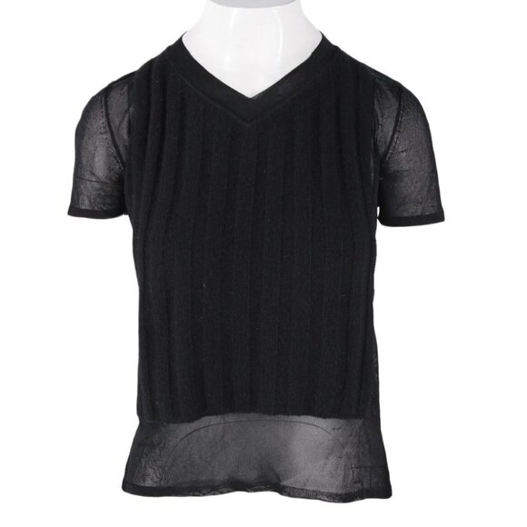 Vintage Chanel Boutique Cashmere and Mesh Sweater Top Small - Picture 1 of 10
